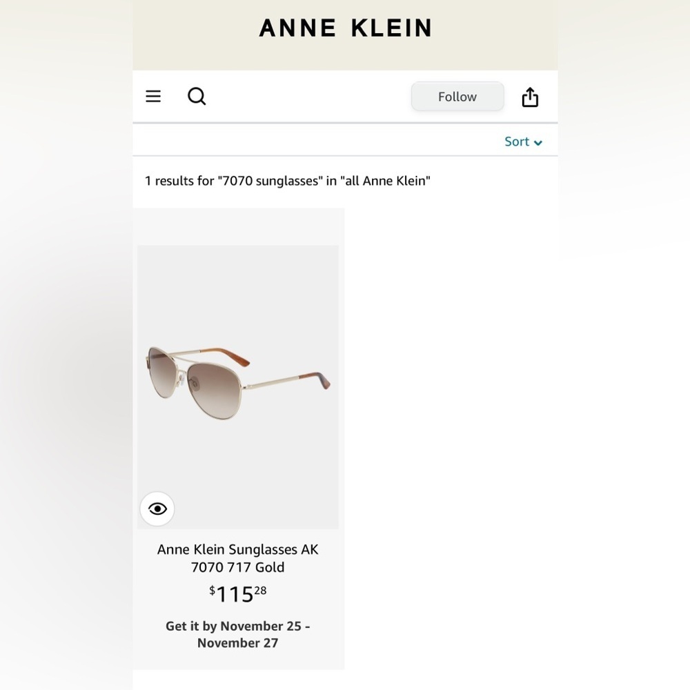 Anne Klein Sunglasses 7070 Gold - Picture 2 of 9